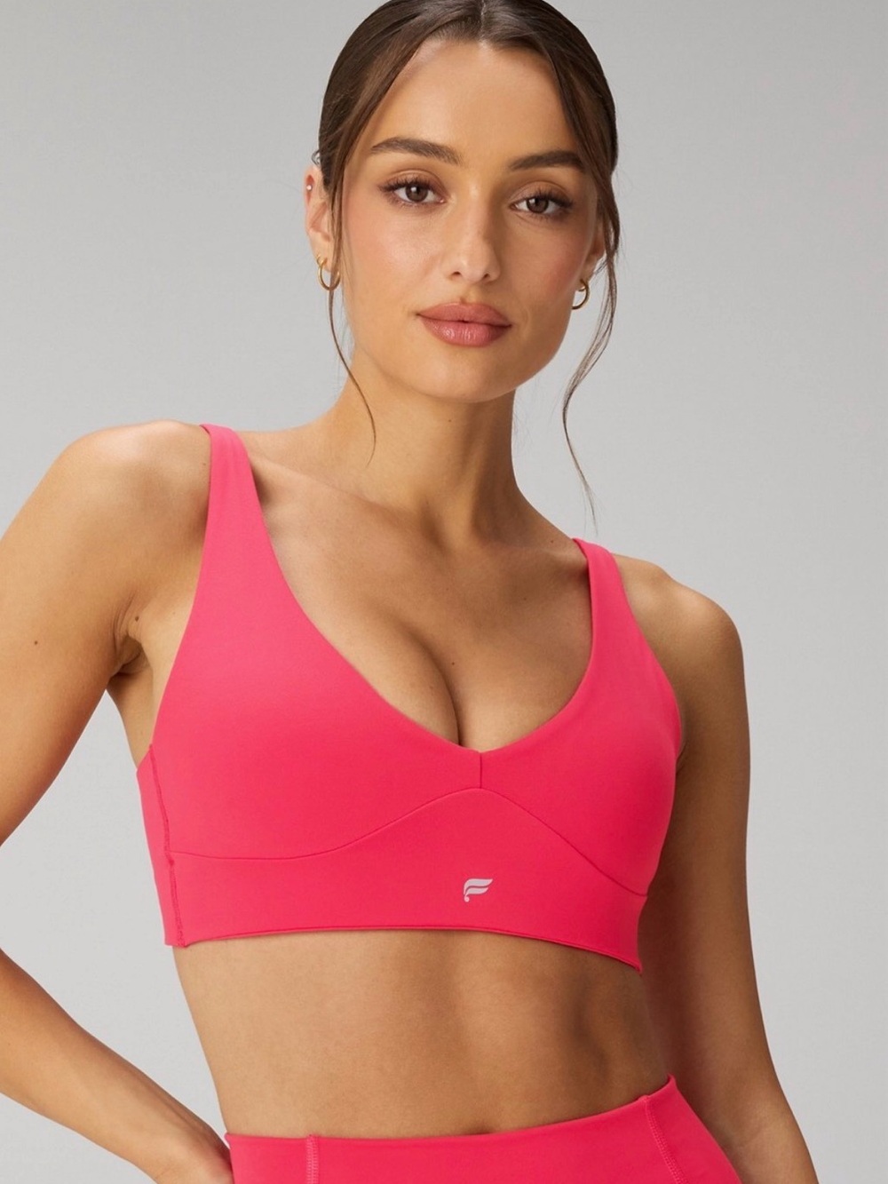 Fabletics PureLuxe Longline Low Impact Bra- Raspberry Fizz